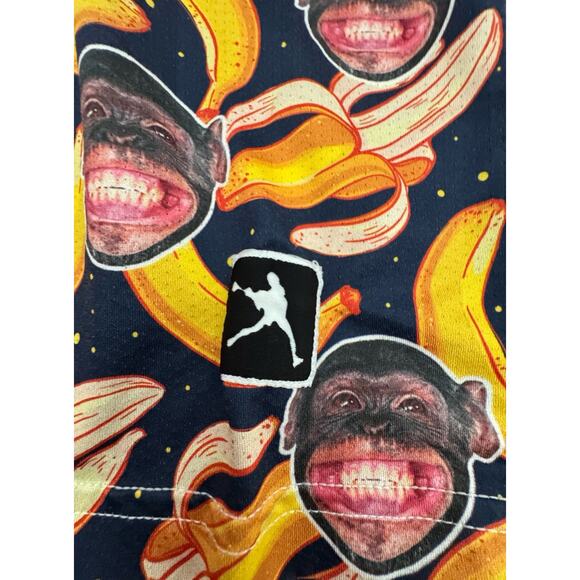 Lacrosse Unlimited Men’s Shorts Large Monkey Banana Print Elastic Waist USA - Picture 3 of 11